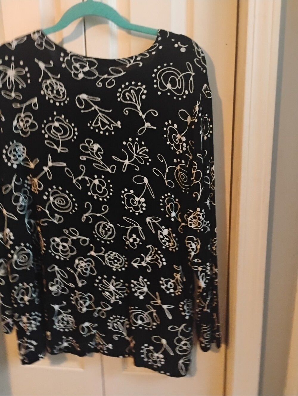 Vintage 90s CLIO Whimsical Sketch Floral Long Sleeve Top - Size Xxl - Picture 6 of 6